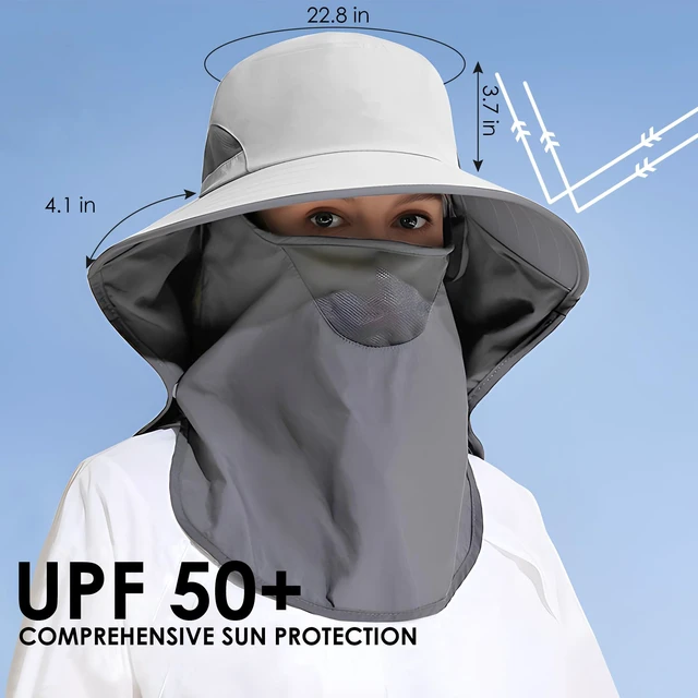 Alt view image 3 of 6 - Upf 50+ Uv Protection Outdoor Sun Hat With Detachable Neck Face Flap Visor for Men & Women
