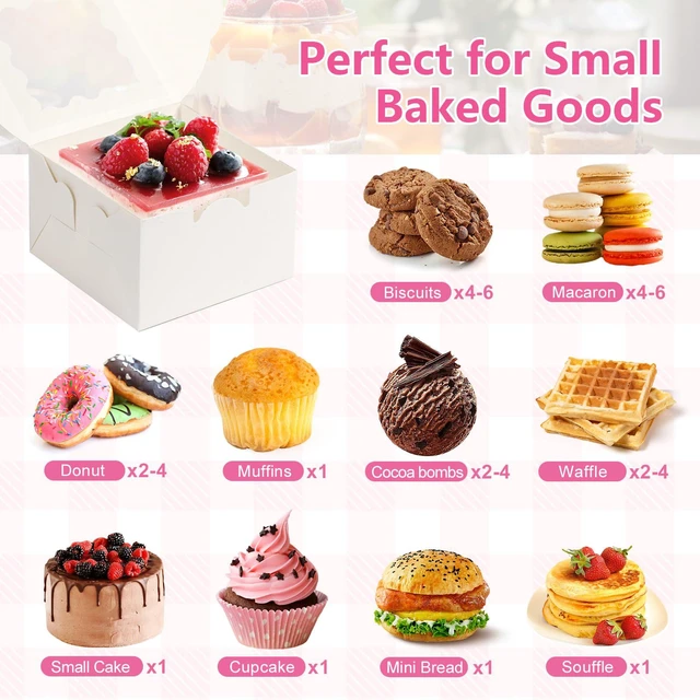 Alt view image 6 of 7 - 26pcs White Cookie Boxes with Window, 4x4x2.5 Inch, 36pcs Stickers