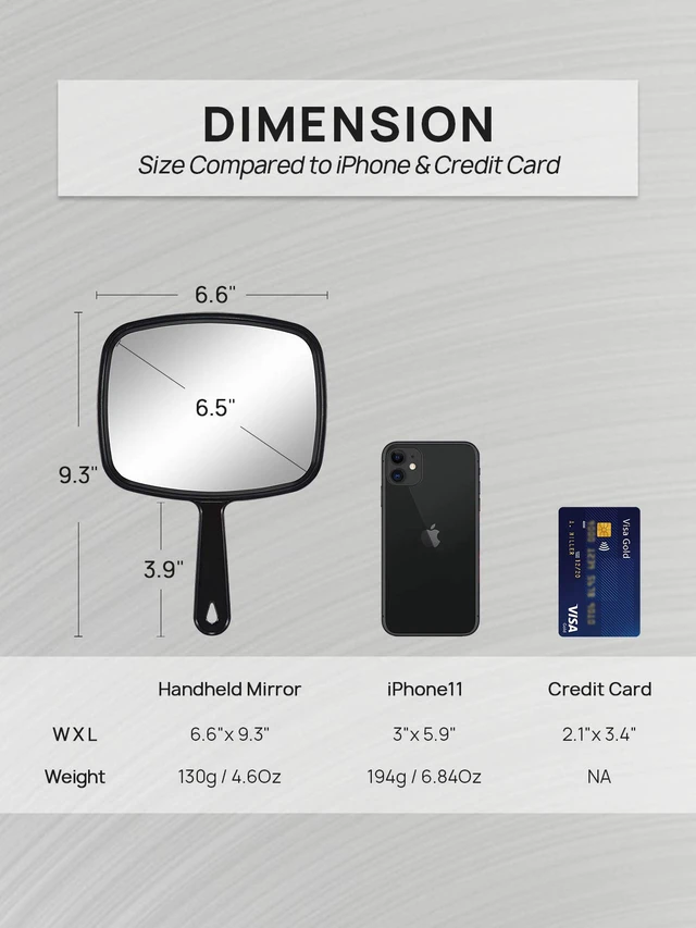 Alt view image 5 of 6 - OMIRO 9.3"L x 6.6"W Handheld Mirror, All Black