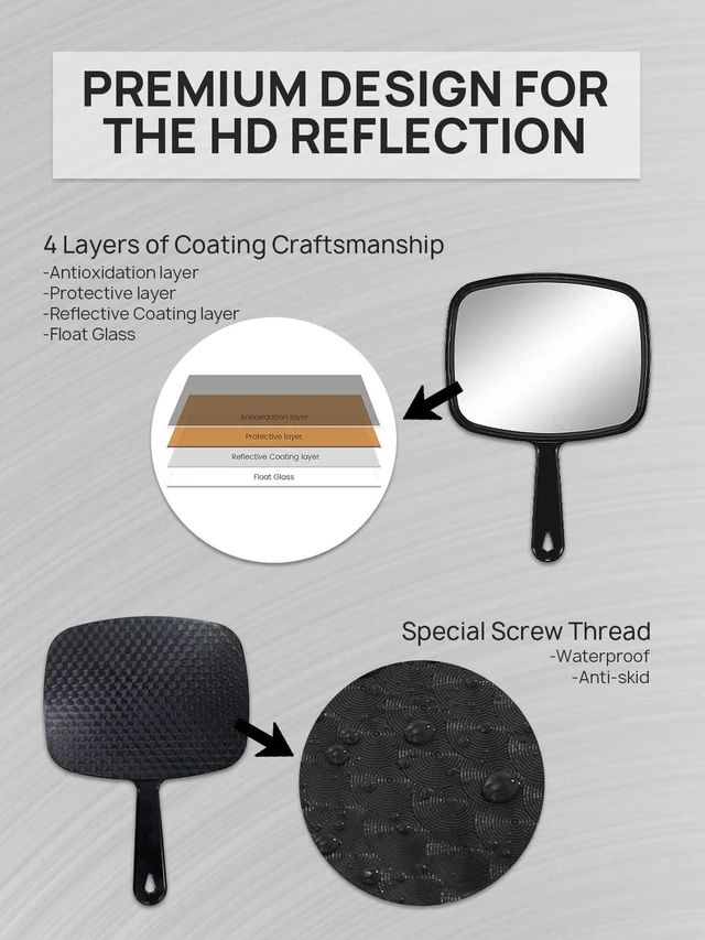 Alt view image 6 of 6 - OMIRO 9.3"L x 6.6"W Handheld Mirror, All Black