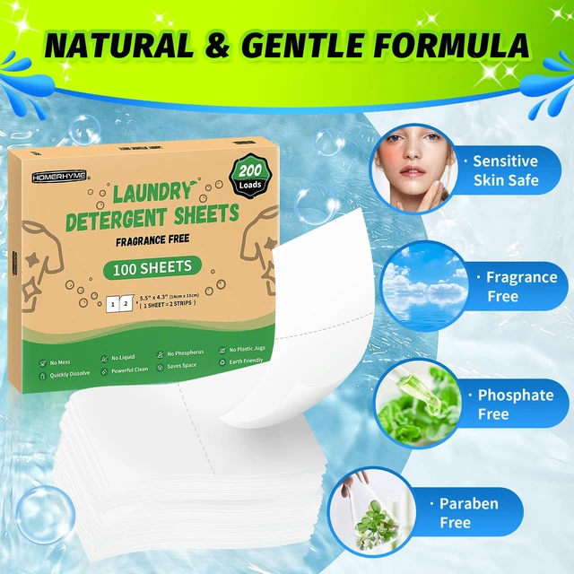Alt view image 4 of 7 - Laundry Detergent Sheets 200 Loads Unscented Eco Friendly Hypoallergenic for Sensitive Skin