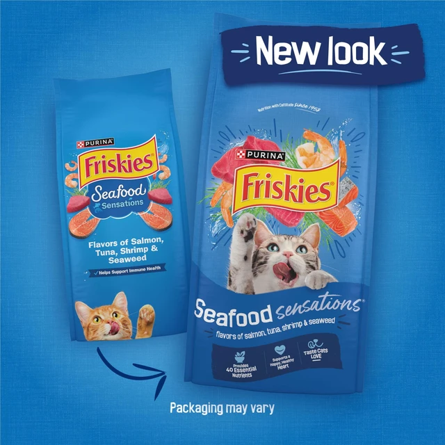 Alt view image 2 of 6 - Purina Friskies Seafood Sensations Dry Cat Food, Salmon, Tuna and Shrimp Flavors, 3.15 lb Bag