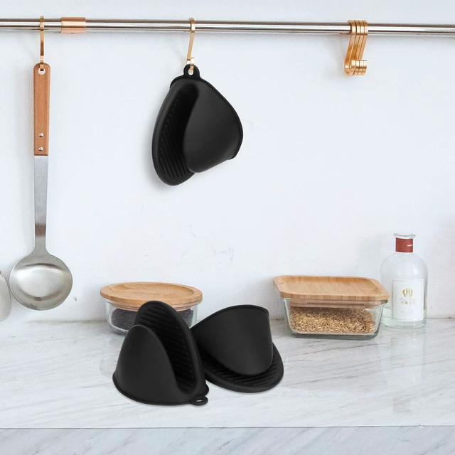 Alt view image 7 of 7 - Tifanso 1 Pair Heat Resistant Silicone Oven Mitts & Pot Holders