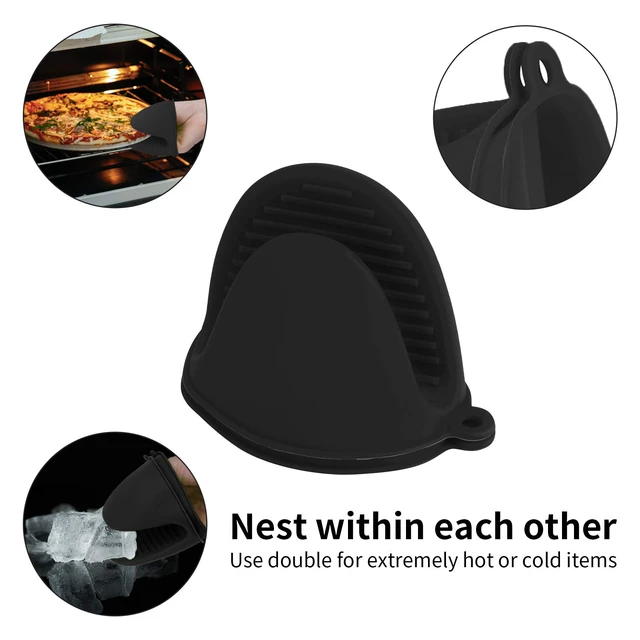 Alt view image 5 of 7 - Tifanso 1 Pair Heat Resistant Silicone Oven Mitts & Pot Holders