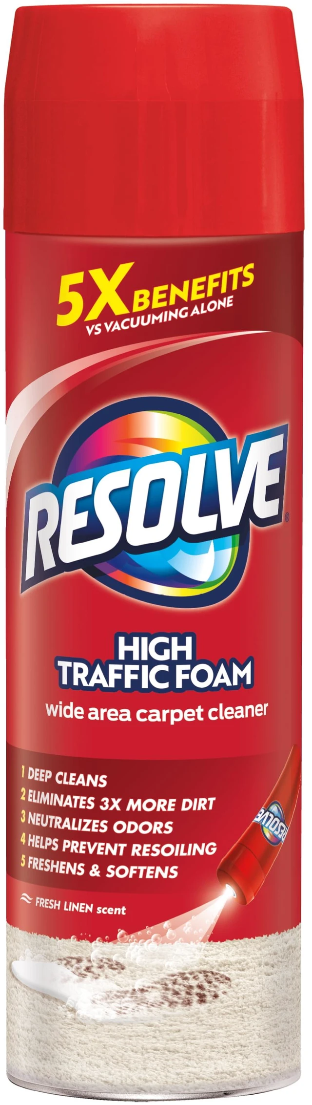 Main image of Resolve High Traffic Carpet Stain & Odor Remover Foam, 22 oz