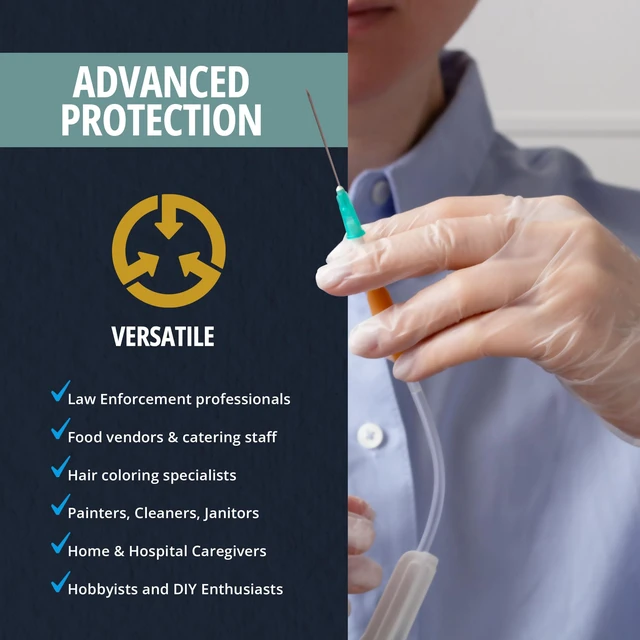 Alt view image 6 of 7 - MED PRIDE Medical Vinyl Examination Gloves, Large, 100-Count, Latex & Rubber Free, Ultra-Strong, Clear, Disposable, Powder-Free, for Healthcare and Food Handling