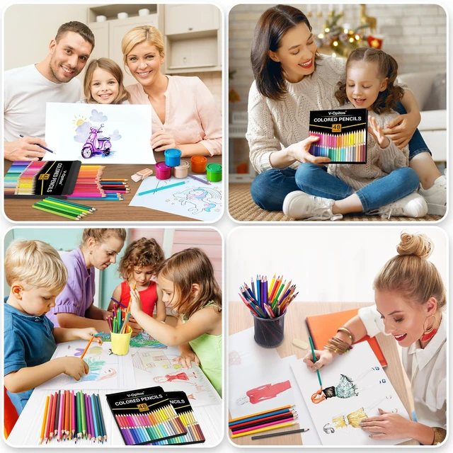 Alt view image 5 of 7 - V-Opitos 48 Pack Pre-sharpened Colored Pencils Set for Kids, Beginners, Adult Coloring Books, Art Supplies for Sketching, Coloring & Painting