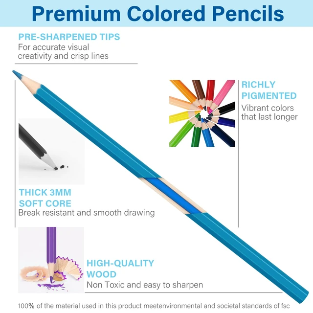 Alt view image 6 of 7 - V-Opitos 48 Pack Pre-sharpened Colored Pencils Set for Kids, Beginners, Adult Coloring Books, Art Supplies for Sketching, Coloring & Painting