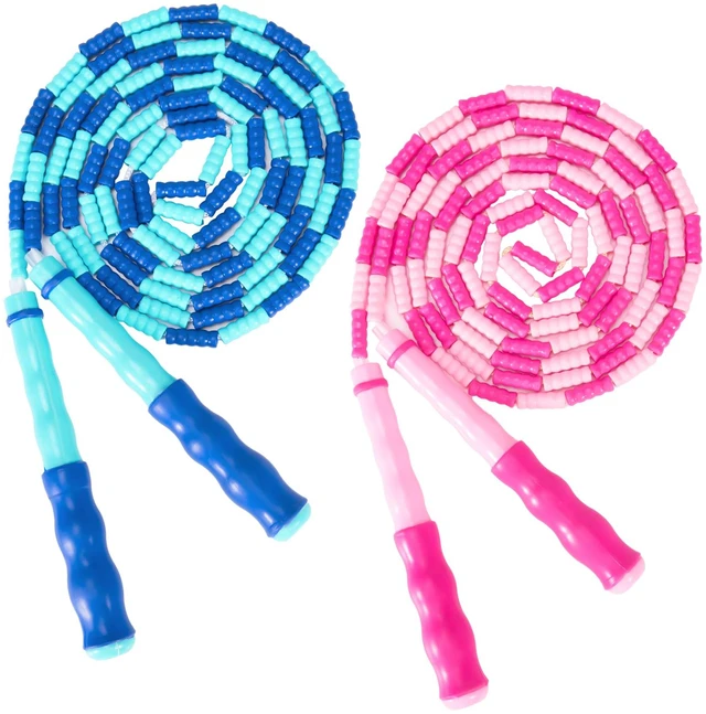 Main image of 2 Pack Adjustable Tangle-Free Segmented Soft Beaded Jump Rope, 9.2 FT, for Kids, Men, Women