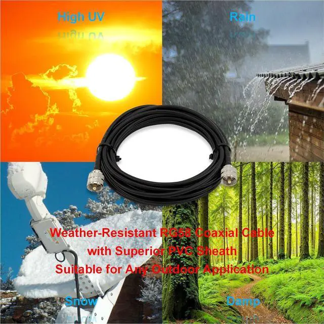 Alt view image 6 of 7 - 20ft RG58 Coaxial Cable, PL259 UHF Male to Male 50 Ohm CB Coax Cable for CB Radio, Ham Radio, Antenna