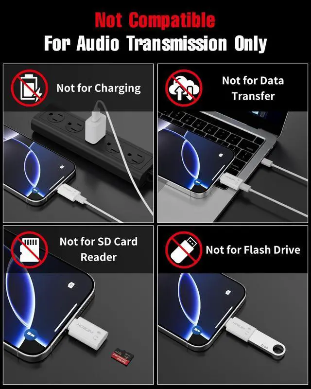 Alt view image 3 of 7 - Ligh-tning to USB C Audio Adapter for Music/Calls/Control, USB C Male to Light-ning Female Headphone Earphone Adapter for Phone 15/16/17 Serie,Pad,G-alaxy,Not for Charging/Data Transfer/OTG