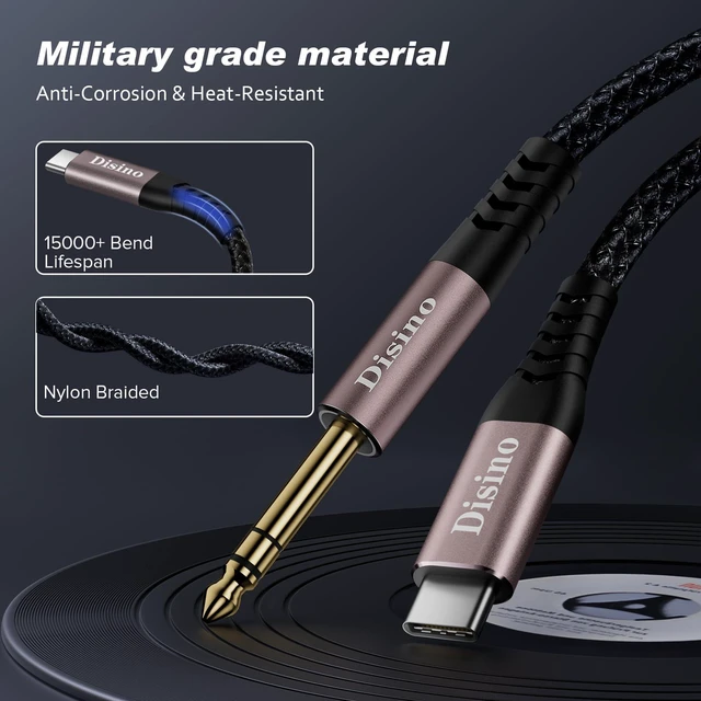 Alt view image 5 of 7 - USB C to 1/4 Inch TRS Stere Audio Cable,Type-C to 6.35mm Audio Adapter Aux Jack Stereo Cord for Smartphone,Tablet,Laptop, Amplifier,Speaker, Mixing Console - 10Feet