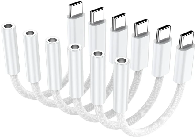Main image of 6 Pack USB C to 3.5mm Audio Headphone Adapter, USB C to Aux Audio Dongle Cable Cord Compatible with iPhone 17/16/15, iPad Pro, Samsung Galaxy S25 S24 S23 Ultra, Pixel 10/9/8