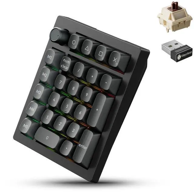 Main image of V0 Ultra 8K Polling Rate Wireless (2.4 GHz & Bluetooth) ZMK Custom Number Pad with Hot-swappable Brown Switches 360-Hr Battery OSA PBT Keycaps RGB Backllit for Mac Windows Linux