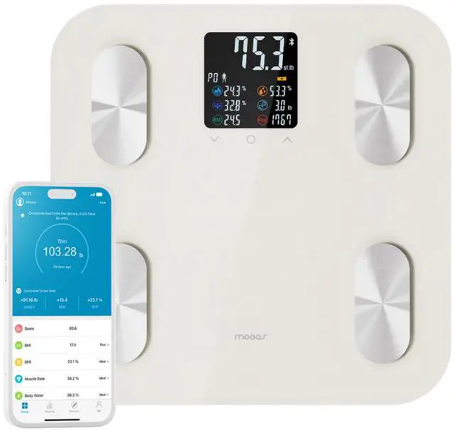 Main image of Smart Scale for Body Weight Fat Bluetooth Scale, Digital Bathroom Scale with BMI, Body Fat, Muscle Mass Composition, LCD Accurate Wi-Fi Bluetooth Scale for Home Smartphone App, 396 lbs (Ivory)