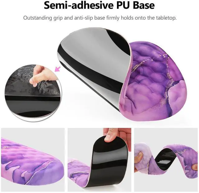 Alt view image 4 of 7 - Mouse Pad Wrist Support, Laokiiy 2 in1 Keyboard Wrist Rest+ Ergonomic Mouse Pad, Non-Slip Wrist Rest for Computer Keyboard, Made Easy Typing & Relieve Wrist Pain(Amethyst Purple Marble)