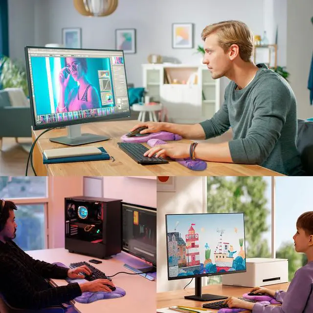 Alt view image 7 of 7 - Mouse Pad Wrist Support, Laokiiy 2 in1 Keyboard Wrist Rest+ Ergonomic Mouse Pad, Non-Slip Wrist Rest for Computer Keyboard, Made Easy Typing & Relieve Wrist Pain(Amethyst Purple Marble)