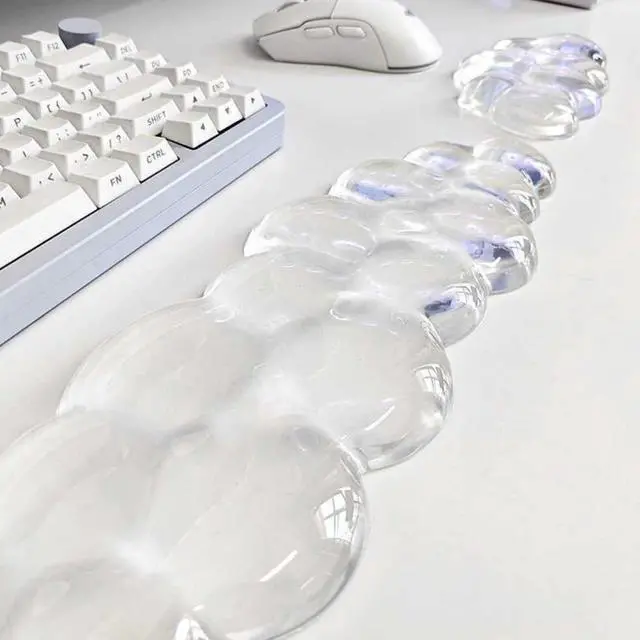 Main image of Mouse Pad with Wrist Rest, Soft Cloud Gel Keyboard Mouse Pad Set with Hand Wrist Support, Cute Non Slip Office Desk Accessories for Comfort/Pain Relief/PC Gaming/Computer/Laptop, (Clear Cloud)