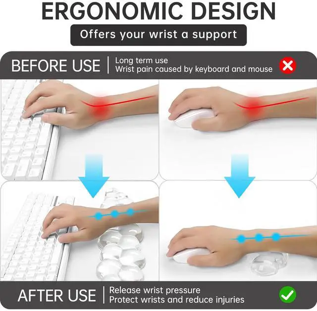 Alt view image 3 of 7 - Mouse Pad with Wrist Rest, Soft Cloud Gel Keyboard Mouse Pad Set with Hand Wrist Support, Cute Non Slip Office Desk Accessories for Comfort/Pain Relief/PC Gaming/Computer/Laptop, (Clear Cloud)