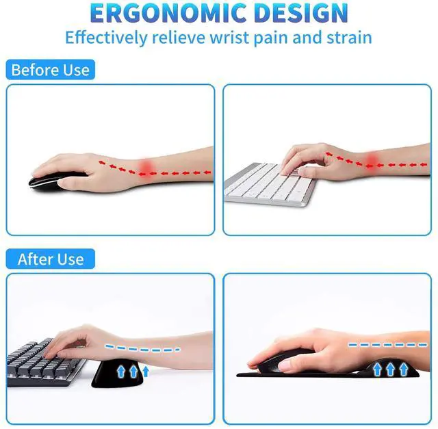Alt view image 4 of 7 - Keyboard Wrist Rest and Mouse Wrist Rest Pad Plus a Matching Coasters, Ergonomic Mousepad, Easy Typing and Relieve Wrist Pain for Computer, Laptop, Office, Gaming, Gold Rose