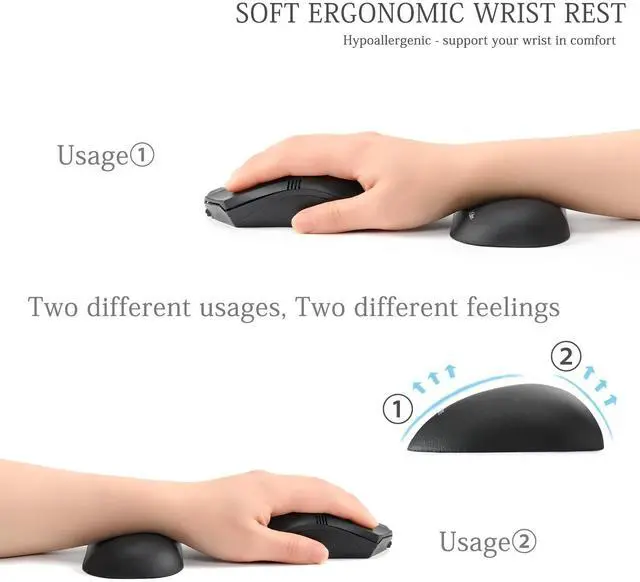 Alt view image 2 of 7 - Design-Wave Set of Wrist Rest,Artificial Sheepskin+Memory Foam+Ergonomic+Anti-Slip Gel, Resilience Support During Work and Gaming,Keyboard Accessory,Black
