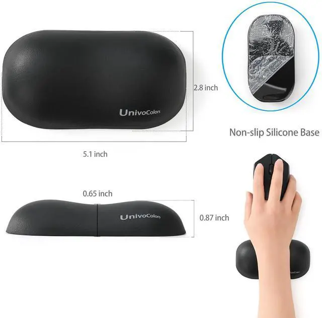 Alt view image 4 of 7 - Design-Wave Set of Wrist Rest,Artificial Sheepskin+Memory Foam+Ergonomic+Anti-Slip Gel, Resilience Support During Work and Gaming,Keyboard Accessory,Black