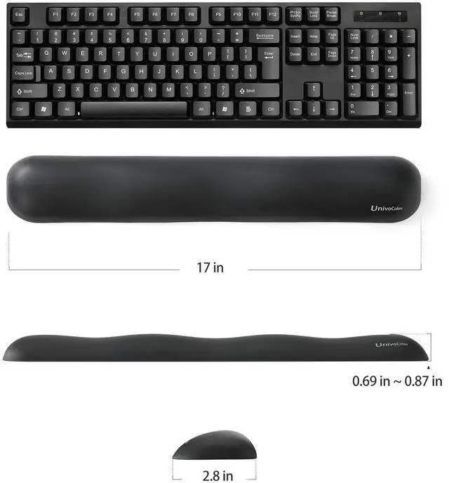 Alt view image 5 of 7 - Design-Wave Set of Wrist Rest,Artificial Sheepskin+Memory Foam+Ergonomic+Anti-Slip Gel, Resilience Support During Work and Gaming,Keyboard Accessory,Black
