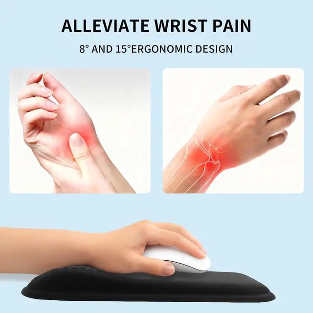 Alt view image 2 of 7 - Ergonomic Mouse Pad with Wrist Rest Set, Super Soft Memory Foam Relief-Pain for Computer Keyboard, Non-Slip Arm Palm Rests Cushion PU Base for Office and Home (Classic Black)