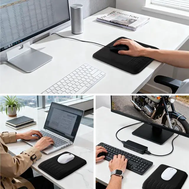 Alt view image 7 of 7 - Ergonomic Mouse Pad with Wrist Rest Set, Super Soft Memory Foam Relief-Pain for Computer Keyboard, Non-Slip Arm Palm Rests Cushion PU Base for Office and Home (Classic Black)