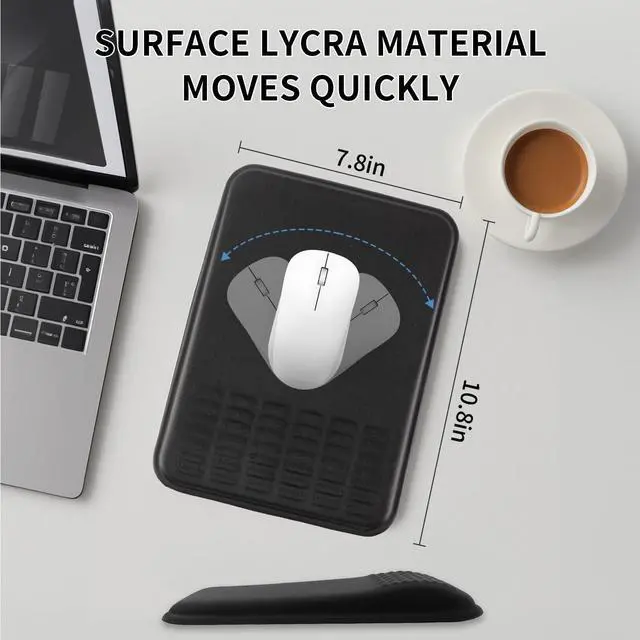 Alt view image 5 of 7 - Ergonomic Mouse Pad with Wrist Rest Set, Super Soft Memory Foam Relief-Pain for Computer Keyboard, Non-Slip Arm Palm Rests Cushion PU Base for Office and Home (Classic Black)