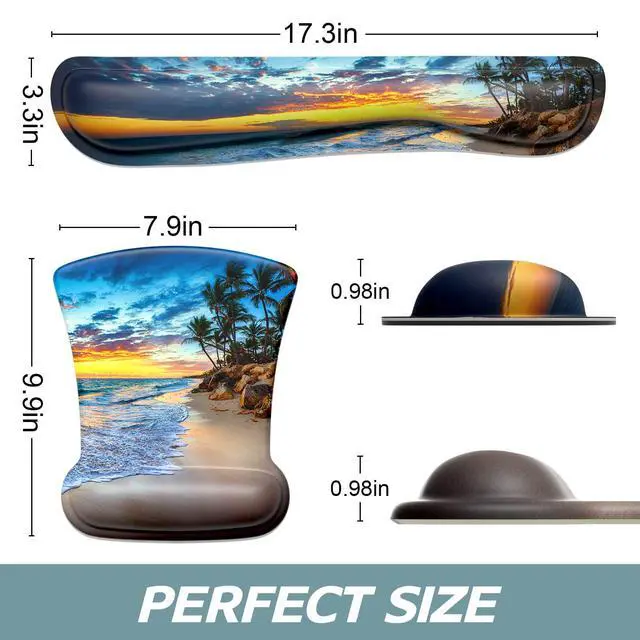 Alt view image 6 of 6 - Mouse Pad Wrist Support Keyboard Wrist Rest Pad Ergonomic Mousepad Non-Slip Memory Foam Keyboard Pad Easy Typing Pain Relief Perfect for PC Laptop Gaming Office, Beach