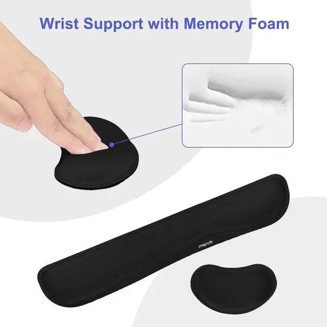 Alt view image 5 of 7 - Keyboard Mouse Pad Set, Gaming Mouse Pad&Keyboard Wrist Rest&Wrist Rest, Ergonomic Wristrests with Memory Foam Home Office Easy Typing Cushion Non-Slip Mousepad, Black