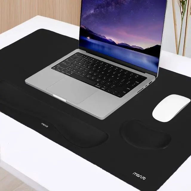 Alt view image 7 of 7 - Keyboard Mouse Pad Set, Gaming Mouse Pad&Keyboard Wrist Rest&Wrist Rest, Ergonomic Wristrests with Memory Foam Home Office Easy Typing Cushion Non-Slip Mousepad, Black