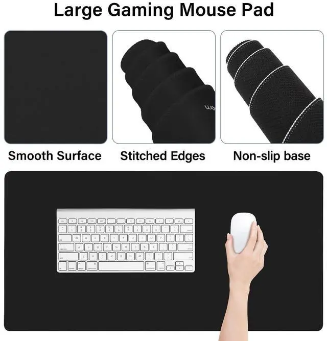 Alt view image 4 of 7 - Keyboard Mouse Pad Set, Gaming Mouse Pad&Keyboard Wrist Rest&Wrist Rest, Ergonomic Wristrests with Memory Foam Home Office Easy Typing Cushion Non-Slip Mousepad, Black