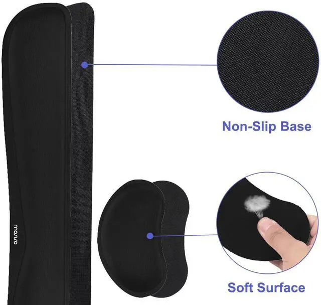 Alt view image 6 of 7 - Keyboard Mouse Pad Set, Gaming Mouse Pad&Keyboard Wrist Rest&Wrist Rest, Ergonomic Wristrests with Memory Foam Home Office Easy Typing Cushion Non-Slip Mousepad, Black