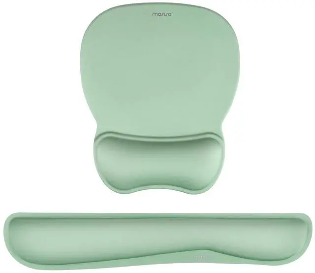 Main image of Wrist Rest Support for Mouse Pad & Keyboard Set, Pear Shape Ergonomic Mousepad Non-Slip Base Home/Office Pain Relief & Easy Typing Cushion with Neoprene Cloth & Raised Memory Foam, Mint Green