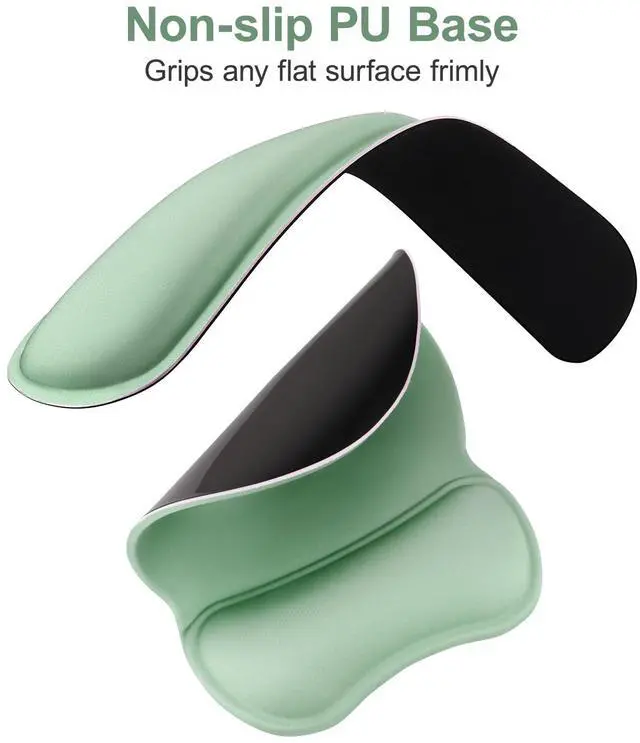 Alt view image 4 of 7 - Wrist Rest Support for Mouse Pad & Keyboard Set, Pear Shape Ergonomic Mousepad Non-Slip Base Home/Office Pain Relief & Easy Typing Cushion with Neoprene Cloth & Raised Memory Foam, Mint Green