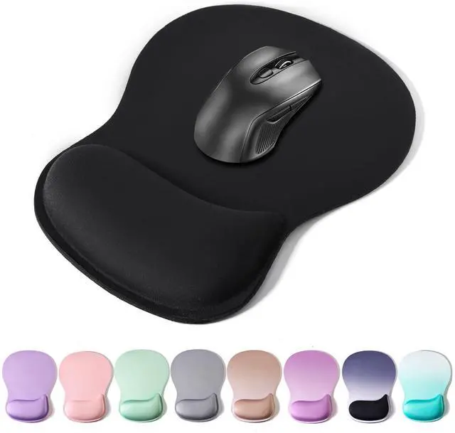 Main image of Mouse Pad Wrist Support, Ergonomic Mousepad with Memory Foam Wrist Rest Cushion, Non-Slip Rubber Base Gaming Mouse Pad for Pain Relief and Easy Typing, Home Office Laptop, Black