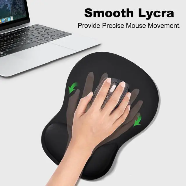 Alt view image 5 of 7 - Mouse Pad Wrist Support, Ergonomic Mousepad with Memory Foam Wrist Rest Cushion, Non-Slip Rubber Base Gaming Mouse Pad for Pain Relief and Easy Typing, Home Office Laptop, Black