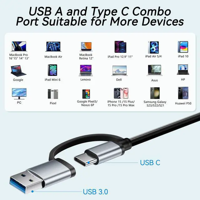 Alt view image 4 of 7 - USB Hub for Laptop, USB C Hub Multiport Adapter Extended 5 USB Ports, 1 Type C Port, USB C to USB A Converter for iPhone 16 15, Laptop, PC, Mac, MacBook Pro Air, iPad, Desktop, Grey