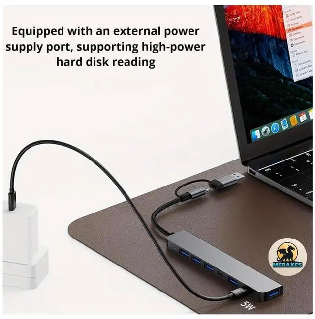 Alt view image 6 of 6 - 7-in-1 USB-C & USB Hub, Aluminum Multiport Adapter with USB-C, USB 3.0 & USB 2.0 Ports, Multi USB Docking Station for MacBook Pro/Air, iPad, Laptops & PCs