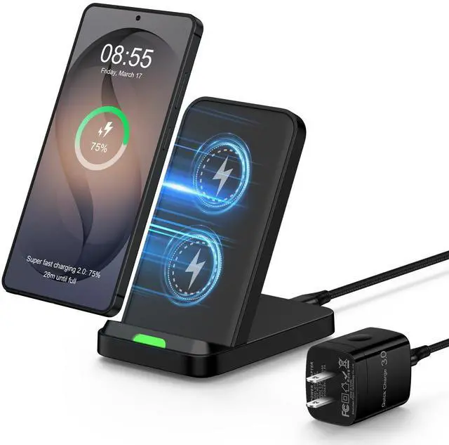Main image of for Samsung S26 Wireless Charger Fast Charging Stand for Galaxy S26 Ultra S26+ S25 S24 S23 S22 S21,15W Wireless Desk Phone Charging Station for iPhone 17e 17 16 15,Google Pixel 10a 10 Pro with Adapter