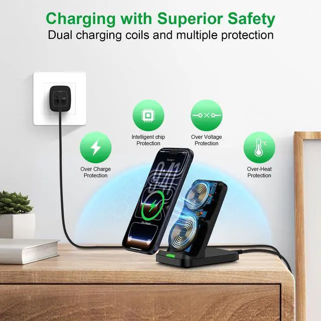 Alt view image 5 of 7 - for Samsung S26 Wireless Charger Fast Charging Stand for Galaxy S26 Ultra S26+ S25 S24 S23 S22 S21,15W Wireless Desk Phone Charging Station for iPhone 17e 17 16 15,Google Pixel 10a 10 Pro with Adapter