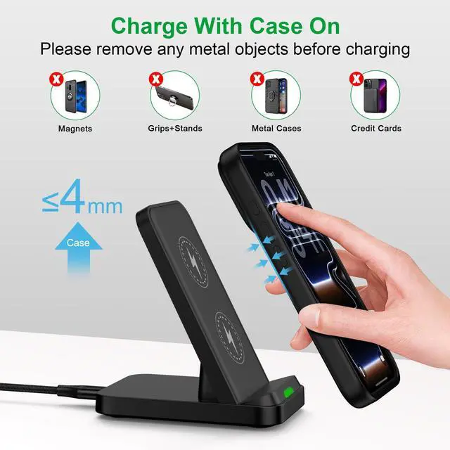 Alt view image 6 of 7 - for Samsung S26 Wireless Charger Fast Charging Stand for Galaxy S26 Ultra S26+ S25 S24 S23 S22 S21,15W Wireless Desk Phone Charging Station for iPhone 17e 17 16 15,Google Pixel 10a 10 Pro with Adapter