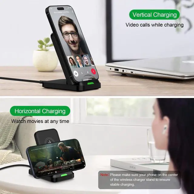 Alt view image 7 of 7 - for Samsung S26 Wireless Charger Fast Charging Stand for Galaxy S26 Ultra S26+ S25 S24 S23 S22 S21,15W Wireless Desk Phone Charging Station for iPhone 17e 17 16 15,Google Pixel 10a 10 Pro with Adapter