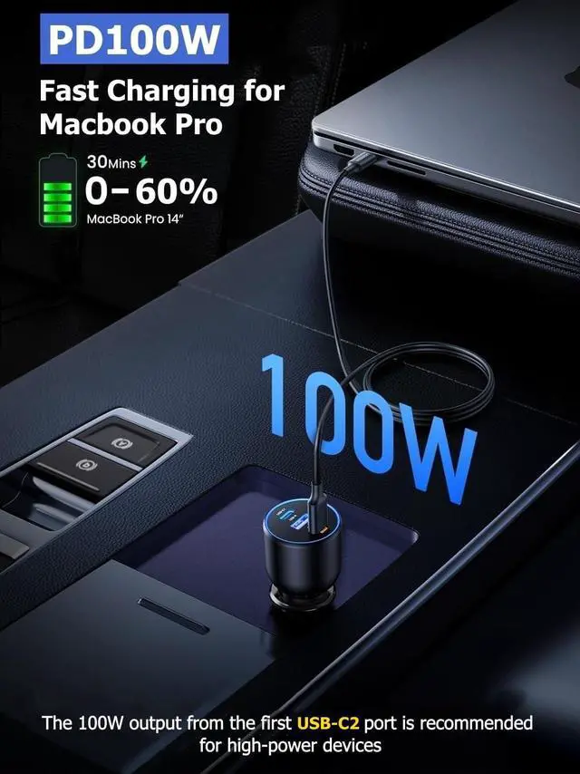 Alt view image 3 of 7 - 130W Car Charger Super Fast Charging Cigarette Lighter USB Phone Accessories Charger Adapter with QC USB c Type c PD Universal Quick Charge Multi 3 Port for 12-24v Car Cigarette Lighter Plug