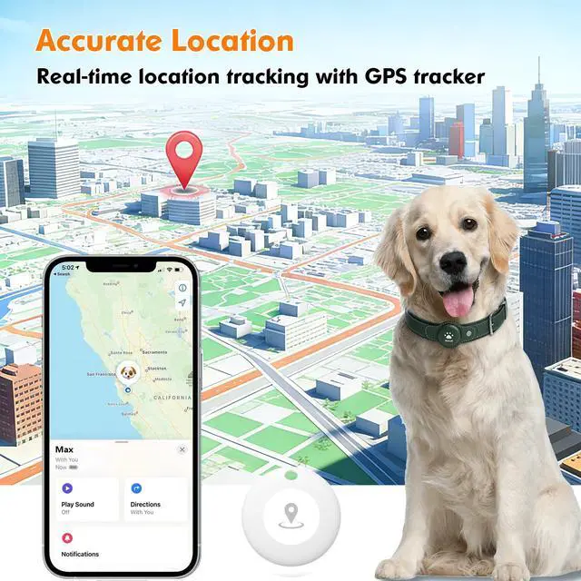 Alt view image 4 of 7 - GPS Tracker for Dogs, 2 in 1 Smart Pet Collar (Only iOS), No Monthly Fee Waterproof Dog Collar with Real-time Tracking, Anti-Lost, 365-Day Long Battery GPS Tracker for All Sized Dogs(Locator Included)