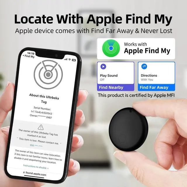 Alt view image 2 of 7 - Air Tracker Tags-4 Pack Tracker Tag Work with Apple Find My (iOS 14.6 Above Only) Smart Tag Item Finders for Key, Luggage, Backpacketc. (Black, 4 Pack)