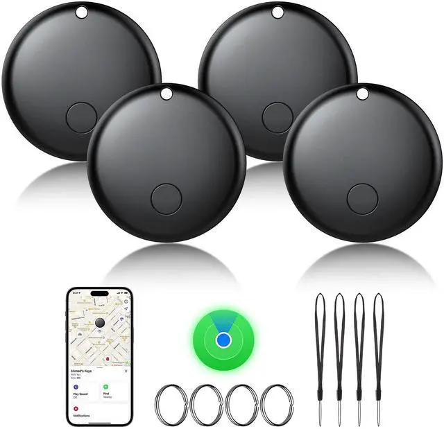 Main image of Air Tracker Tags-4 Pack Tracker Tag Work with Apple Find My (iOS 14.6 Above Only) Smart Tag Item Finders for Key, Luggage, Backpacketc. (Black, 4 Pack)