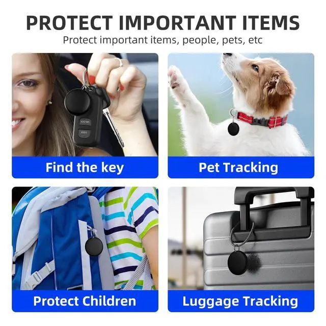 Alt view image 5 of 7 - Air Tracker Tags-4 Pack Tracker Tag Work with Apple Find My (iOS 14.6 Above Only) Smart Tag Item Finders for Key, Luggage, Backpacketc. (Black, 4 Pack)